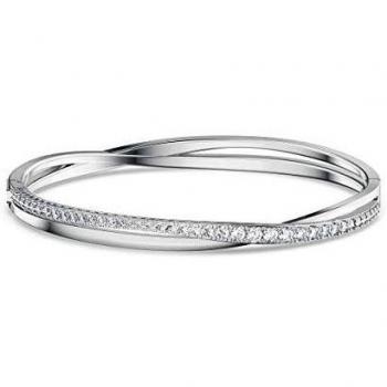 Bianco Swarovski Bracciale Twist Placcato Rodio