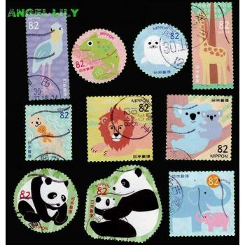 10 PCS Japanese Used Postage Stamps Set