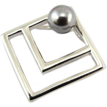 Rhodium Perla Silver Pendant, 12 mm Square