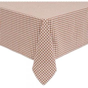 Nappe en coton lavable à carreaux Vichy Flo 150x250 cm marron tonka