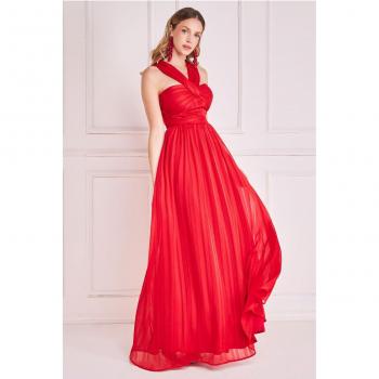 Crossover Style Goddiva Maxi Dress in Red with Multiway Functionality