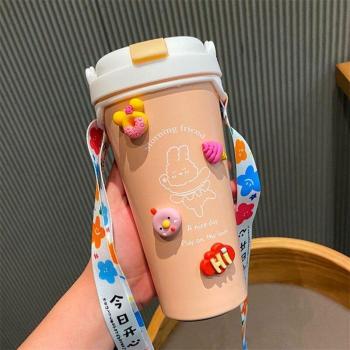 Superior Professional Caffeine Cup 304 Stainless Steel Thermos 500ml Non-Slip Eco-Conscious Beverage Vessel for Men Women Straw Variant J318