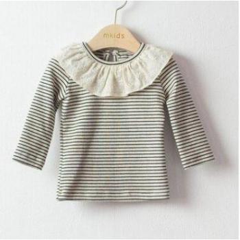 Frühlings-Herbst T-Shirt für Mädchen mit Spitzenakzenten