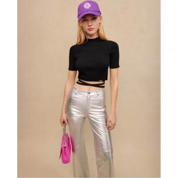 Top Maje de mujer en color negro con anudado a la cintura
