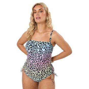 Multicolor Leopard Print Bikini Top for Women – Size 14