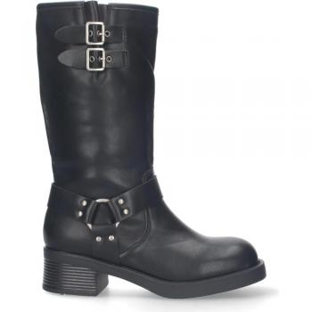 Botas Biker Altas para Mujer con Tacón Bajo en Color Negro