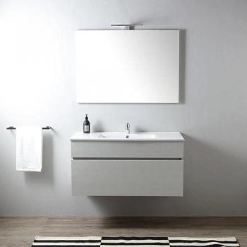 Armoire de toilette Kiamami Valentina, 100 cm, tiroir sous lavabo gris lune
