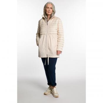 Beige Quilted Bodice Jacket, Plus Size, Women, 28/30