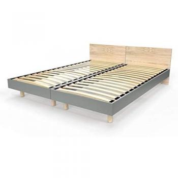 ABC Meubles Letto twin 80x190 legno massiccio testiera grigia