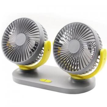Ventilateur réglable à 360° avec double tête, alimentation USB 12V/24V