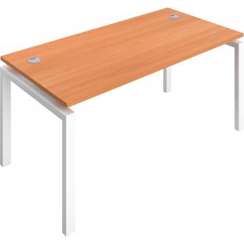 Telescopic 1-Person Beech Bench with Cable Port, 1400 x 800, Beech/White Frame
