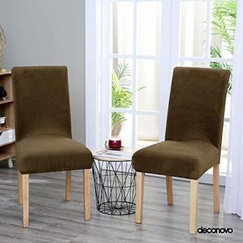 Elegant Silver Velvet Dining Seat Covers – 2 Pack, Washable & Removable