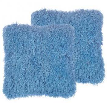Cojines decorativos Beliani 45 x 45 cm azul con superficie peluda