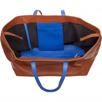 Dudu Brown Leather Shopper Bag 36 cm