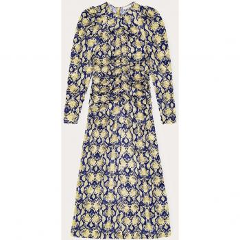 Robe GANNI midi bleu et beige à motif serpent
