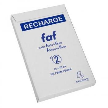 Recambios bloque FAF Exacompta tamaño 16x10 cm Nº 2 liso blanco