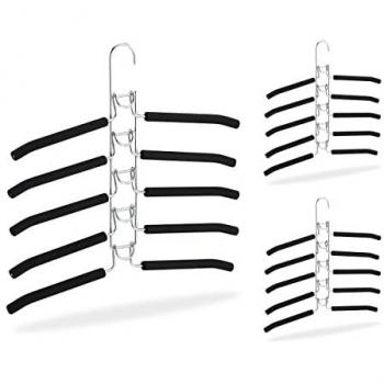 Non‑Slip 5‑Function Clothes Rack, 9 Pieces – Silver/Black