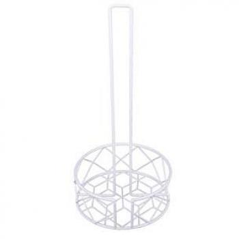 Portarrollos metálico blanco KOOK TIME, diseño NET, medidas 14,5 cm de diámetro y 30,3 cm de altura