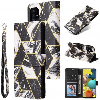 Housse portefeuille marbrée pour Samsung Galaxy A71 4G avec bracelet