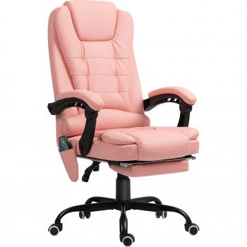Vinsetto Chaise de bureau avec massage, jusqu'à 120 kg, rose
