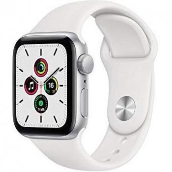 Apple Watch SE 2022 | 44 mm | Boîtier en Aluminium Argent | Bracelet Sport Blanc | GPS
