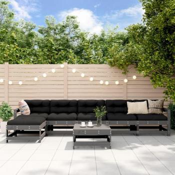 VidaXL 7 Piece Garden Furniture Set Grey Solid Pine