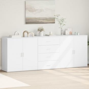 3-Piece White Engineered Wood Storage Sideboards