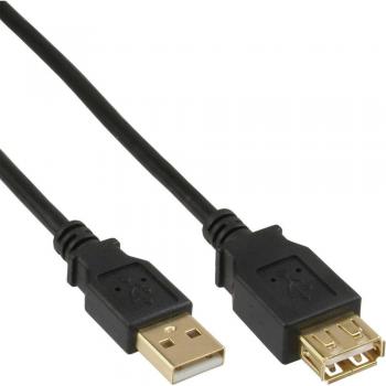 InLine® 3 m USB‑Typ A Kabelverlängerung, Schwarz, Goldkontakte