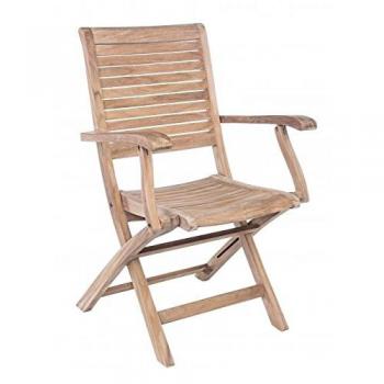 Sedia da giardino con braccioli in legno naturale