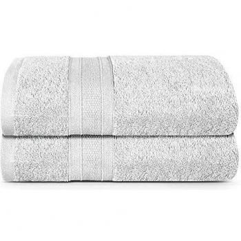 Trident White Bath Towels, 2 Piece Set, 100% Cotton, Highly Absorbent, 500 GSM