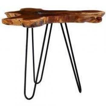 Solid Teak Wood Coffee Table with Polyresin Design