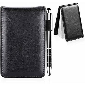 Carnet Noir,Mini Bloc Notes De Poche,Noir A7 en Carnet Cuir,Avec 50 Feuilles Lignées,Journal de Multi-fonction