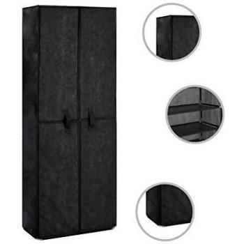 Black Fabric Shoe Cabinet 60x30x166 cm (23.6x11.8x65.4)
