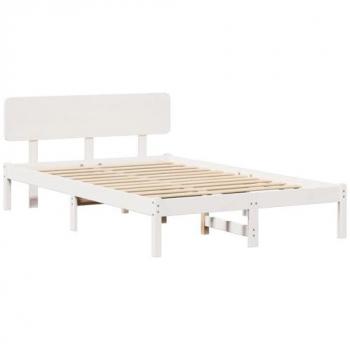 Lit double blanc 140x190 cm en bois de pin