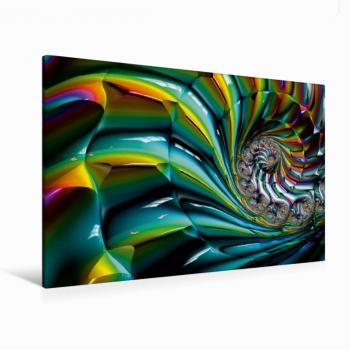 CALVENDO Textil‑Leinwand 120 x 80 cm – Enigmatic Shell Fractal (Green)