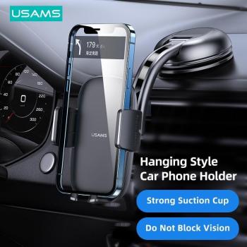 USAMS 360° Sucker Car Phone Holder Center Console in nero, supporto GPS per iPhone/Xiaomi/Samsung/Huawei 4,7‑7,2”