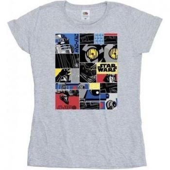 Star Wars Women's Cotton T-Shirt Droid Montage L Grey