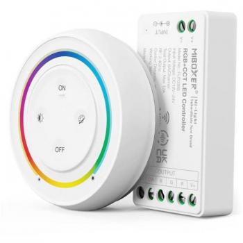Kit controlador + mando RF RGB+CCT táctil redondo magnético blanco