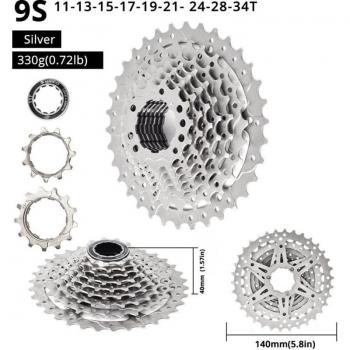 Cassette de 9 velocidades SWTXO, para kits de carretera y montaña, 23/25/28/30/32/34/36T