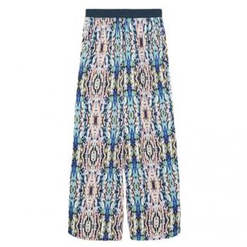 S.Oliver Gemusterte Wide Leg Hose – satinierter Stil