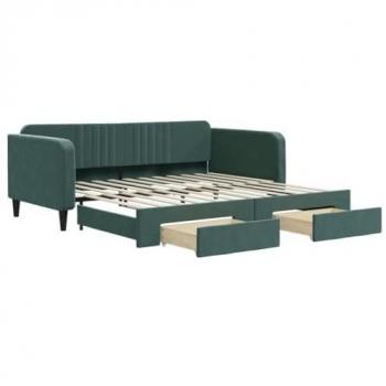 Confort Nido Sofá-Cama Verde Oscuro, 100x200 cm, con Cajones