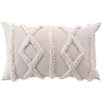 Coussin Déhoussable Polycoton Tufte Safira 30 x 50 cm Naturel