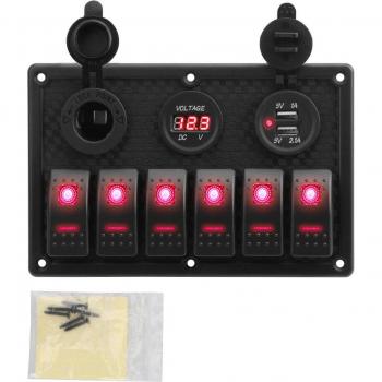 5/6 Gang Rocker Switch Panel with 4.2A Fuse and Waterproof Design for Automotive and Marine Use