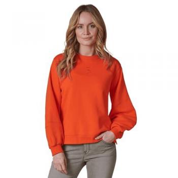 Sweatshirt ZHRILL MAREEN Gr. S/M, orange (tangerine), Damen, Sweatware, Obermaterial: 100% Baumwolle, unifarben, Sweatshirts, mit Schriftzug