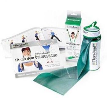 THERA-BAND Übungsband 2,50 m, stark, grün, mit Anleitung in RV-Tasche
