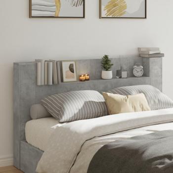 Meuble de tête de lit avec éclairage LED – gris béton