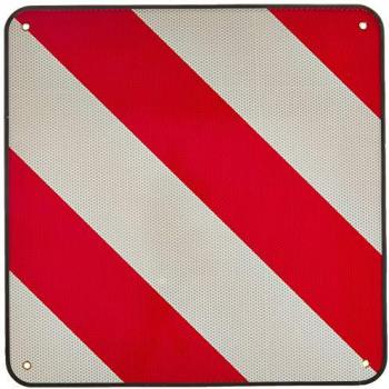 Placa Relaxdays V20 Señal Carga Saliente 2 en 1 – Aluminio Rojo-Blanco, 50x50cm