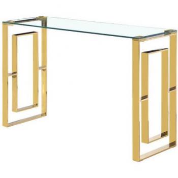 Tavolo di Mese Romimex Acciaio Inox Dorato 120x78x40 cm con Vetro Temperato