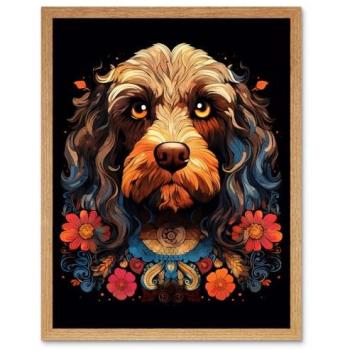 Orange Pink Blue Cockapoo Pet Art