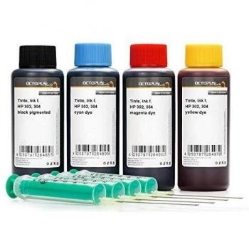 Komplettset Nachfülltinte 4x 100ml für HP 302, HP 304 Tintenpatronen